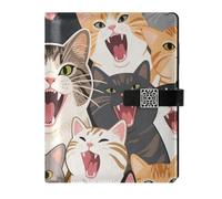 KLL leather lined journal notebook notebooks college ruled for journal portable Colorful Cartoon Animal Cat 6.7×9.2 inches