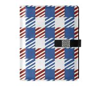 KLL leather lined journal notebook notebooks college ruled for travelling water proof cover Red and Blue Plaid 4th Of July Independence Day 6.7×9.2 inches