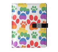 KLL leather lined journal notebook spiral notebook college for planning delicate Colorful Dog Footprints 6.7×9.2 inches