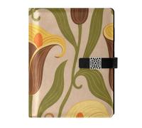 KLL leather lined journal notebook spiral notebook college for working portable Brown Calla Lily Flowers 6.7×9.2 inches