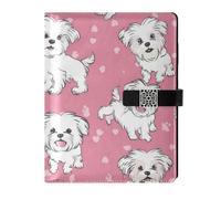 KLL leather lined journal notebook subject college ruled for planning portable Cartoon Puppy 6.7×9.2 inches