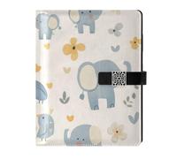 KLL leather lined journal notebook subject college ruled for working portable Blue Elephant Cartoon Cute 6.7×9.2 inches