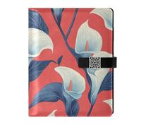 KLL leather lined journal notebook subject college ruled for working portable Lily Calla Red Flowers 6.7×9.2 inches
