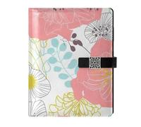 KLL leather lined notebook college college ruled notebooks for journal delicate Spring Colorful Flowers 6.7×9.2 inches