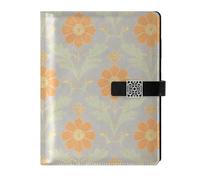 KLL leather lined notebook college college ruled spiral for journal delicate Orange Flower Beige 6.7×9.2 inches