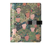 KLL leather lined notebook college journal notebook for working delicate Colorful Cartoon Soldier Army 6.7×9.2 inches