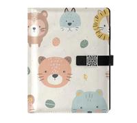 KLL leather lined notebook college spiral notebook college for diary water proof cover Cute Animal Faces 6.7×9.2 inches