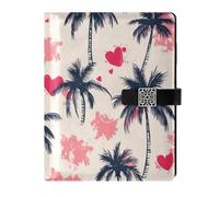 KLL leather lined notebook college spiral notebook college for travelling portable Palm Tree Anime Valentine 6.7×9.2 inches