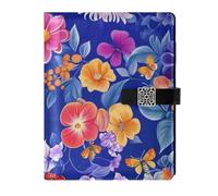 KLL leather lined notebook college subject college ruled for travelling delicate Fresh Salmonberry Fruit Royal Blue 6.7×9.2 inches