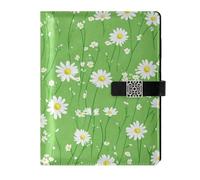 KLL leather lined notebook journal college ruled notebook for college water proof cover Daisy Grass Green 6.7×9.2 inches