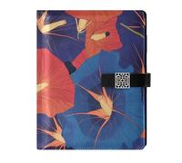 KLL leather lined notebook journal college ruled notebook for journal delicate Red Indigo Morning Glory Abstract Flowers 6.7×9.2 inches