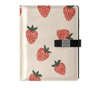 KLL leather lined notebook journal college ruled notebooks for diary portable Strawberry 6.7×9.2 inches