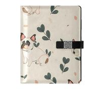 KLL leather lined notebook journal college ruled notebooks for planning water proof cover Cute Dog Design 6.7×9.2 inches