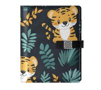 KLL leather lined notebook journal college ruled notebooks for travelling delicate Jungle Cute Animal Tigers 6.7×9.2 inches