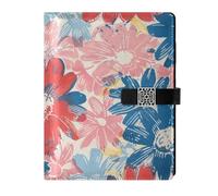 KLL leather lined notebook journal college ruled spiral for travelling delicate Colorful Flower 6.7×9.2 inches