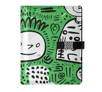 KLL leather lined notebook journal journal notebook for planning portable Cute Boy Green Cartoon 6.7×9.2 inches