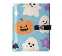 KLL leather lined notebook journal leather notebook for planning portable Orange Halloween Pumpkin 6.7×9.2 inches