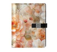 KLL leather lined notebook journal notebook college ruled for diary water proof cover Spring Flowers Rose 6.7×9.2 inches