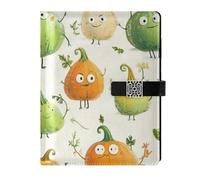 KLL leather lined notebook journal notebook college ruled for planning delicate Cute Cartoon Pumpkins 6.7×9.2 inches