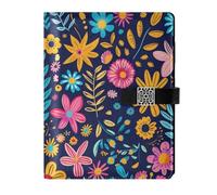 KLL leather lined notebook journal notebook college ruled for travelling water proof cover Multicolored Flowers 6.7×9.2 inches
