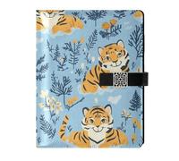 KLL leather lined notebook journal subject notebook college for journal delicate Cartoon Cute Yellow Tigers 6.7×9.2 inches