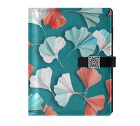 KLL leather lined notebook journal subject notebook college for journal delicate Green Gingko Leaf Origami Art 6.7×9.2 inches