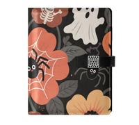 KLL leather lined notebooks college college ruled notebooks for working water proof cover Happy Halloween Skull Flowers 6.7×9.2 inches