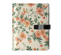 KLL leather lined notebooks college notebook college ruled for planning delicate Orange Flower Country Style 6.7×9.2 inches