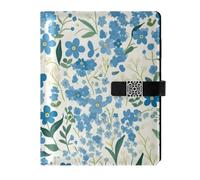 KLL leather lined notebooks college notebooks college ruled for planning portable Small Flower Blue and Green 6.7×9.2 inches