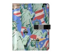 KLL leather lined notebooks college spiral notebook college for journal portable Blue Cartoon Fashion Statue Of Liberty 6.7×9.2 inches