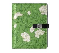 KLL leather lined ruled notebook college ruled notebooks for diary water proof cover Carnation Lace Grass Green 6.7×9.2 inches