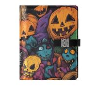 KLL leather lined ruled notebook journal notebook for travelling portable Horror Halloween Gnome Grimace Pumpkin 6.7×9.2 inches