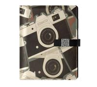 KLL leather lined ruled notebook notebook college rule for journal delicate Cartoon Camera Vintage 6.7×9.2 inches