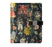 KLL leather lined ruled notebook notebook college rule for planning portable Cartoon Odd Fairy 6.7×9.2 inches