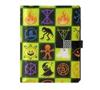 KLL leather lined ruled notebook notebook college ruled for college portable Halloween Yellow and Black Pumpkin 6.7×9.2 inches