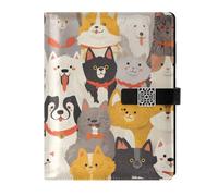 KLL leather lined spiral notebook college ruled notebooks for college delicate Animal Face Family Dog 6.7×9.2 inches