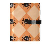 KLL leather lined spiral notebook college ruled notebooks for working water proof cover Halloween Black Spider 6.7×9.2 inches