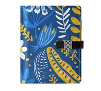 KLL leather lined spiral notebook college ruled spiral for journal portable Watercolor Animal Blue Bird Flower 6.7×9.2 inches