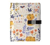 KLL leather lined spiral notebook notebooks college ruled for journal delicate Cute Cartoon Tigers 6.7×9.2 inches