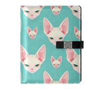 KLL leather lined spiral notebook notebooks college ruled for journal water proof cover Sphynx Catscute Simple 6.7×9.2 inches