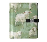 KLL leather lined spiral notebook notebooks college ruled for working portable White Lambs Light Green 6.7×9.2 inches