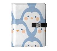 KLL leather lined spiral notebook subject college ruled for college delicate Delicate Cartoon Penguin Light Blue 6.7×9.2 inches