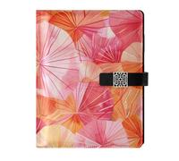 KLL leather lined spiral notebook subject college ruled for planning delicate Abstract Orange Flowers 6.7×9.2 inches