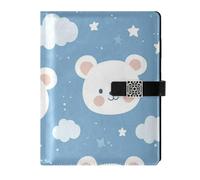 KLL leather lined spiral notebooks college ruled notebooks for planning water proof cover Cartoon Cute White Valentine Love Bear 6.7×9.2 inches