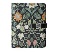 KLL leather lined spiral notebooks college ruled spiral for planning delicate William Morris Floral Black Colorful 6.7×9.2 inches
