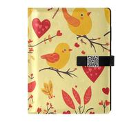 KLL leather lined spiral notebooks notebook college rule for travelling delicate Cartoon Cute White Valentine Bird Love 6.7×9.2 inches