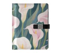 KLL leather lined spiral notebooks notebooks college ruled for diary portable White and Pink Calla Lilies 6.7×9.2 inches