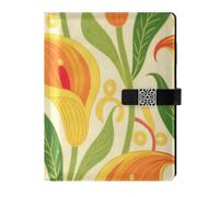 KLL leather lined spiral notebooks notebooks college ruled for diary water proof cover Orange Calla Lily Flowers 6.7×9.2 inches