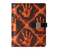KLL leather lined spiral notebooks notebooks college ruled for working portable Halloween Bloody Hands Orange Red 6.7×9.2 inches