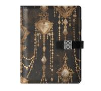 KLL leather lined spiral notebooks spiral notebook college for college delicate Gothic Black Gold Chain 6.7×9.2 inches